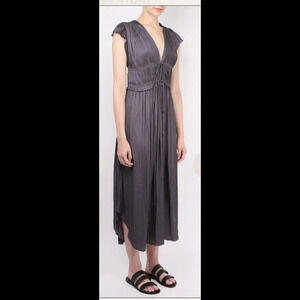 Ulla Johnson Kaiya Pleated Midi Dress in Gray